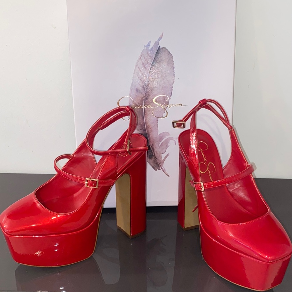 Jessica Simpson Red Patent Platform Heels